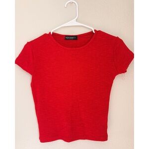 Liz & Sara Red Ribbed Baby Tee - Size L